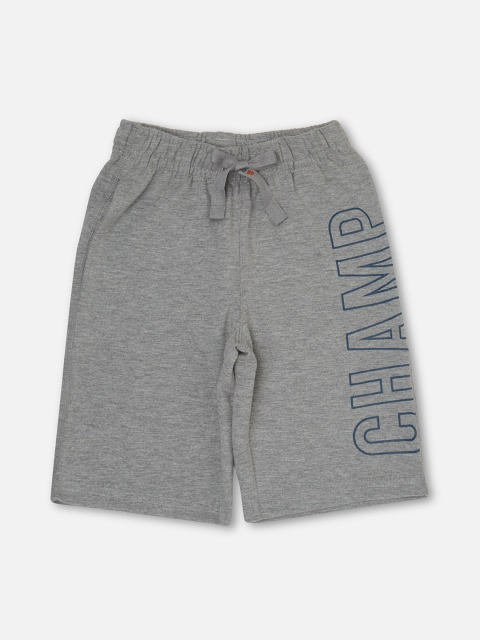 

Sweet Dreams Boys Grey Melange Typography Printed Cotton Shorts