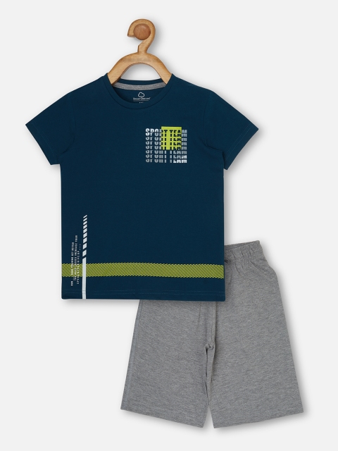 

Sweet Dreams Boys Navy Blue & Grey Printed Night suit
