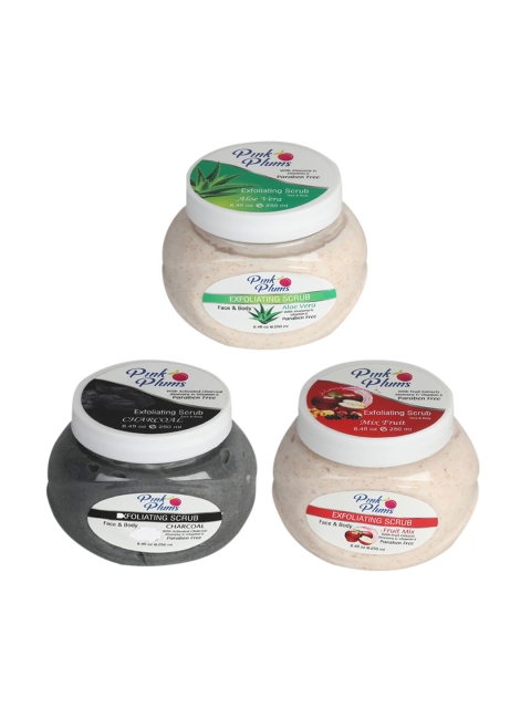 

Pink Plums Aloe Vera - Charcoal & Fruit Mix Face & Body Exfoliating Scrubs 750 ml, Beige