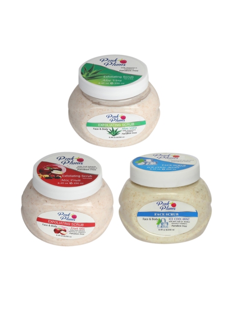 

Pink Plums Aloe Vera, Fruit Mix & Ice Cool Face & Body Exfoliating Scrub 750 ml, Beige