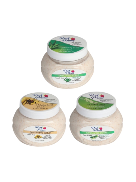 

Pink Plums Aloe Vera - Cucumber & Gold Face & Body Exfoliating Scrubs 750 ml, Beige