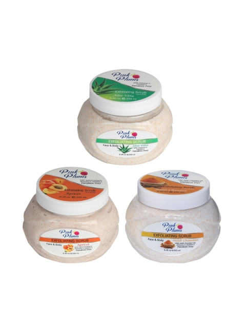 

Pink Plums Aloe Vera - Haldi Chandan & Apricot Face & Body Exfoliating Scrubs 750 ml, Multi