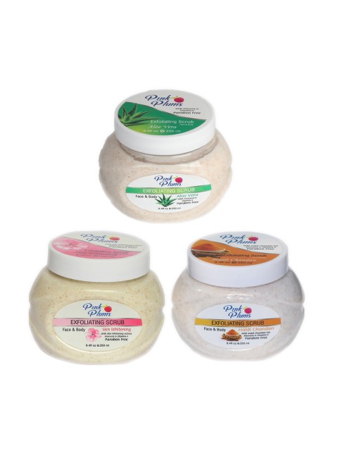 

Pink Plums Aloe Vera-Haldi Chandan & Skin Whitening Face & Body Exfoliating Scrubs 750 ml, Beige