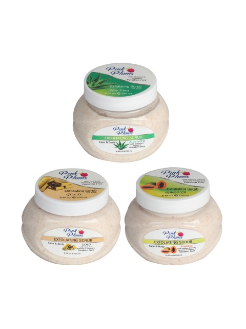 

Pink Plums Aloe Vera - Gold & Papaya Face & Body Exfoliating Scrubs 750 ml, Beige