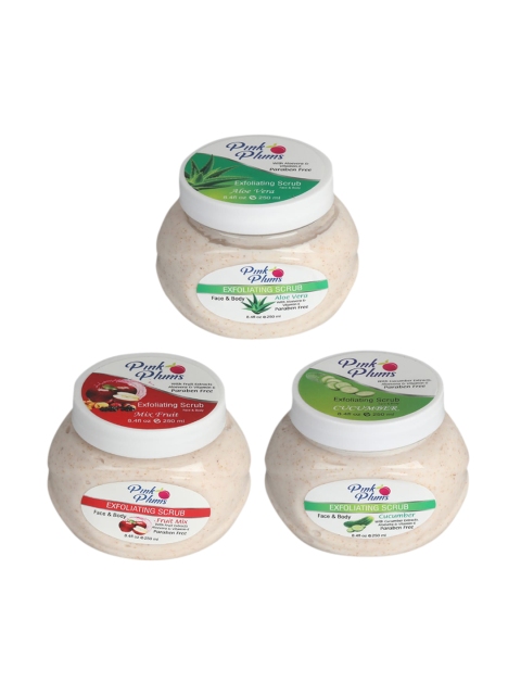 

Pink Plums Aloe Vera - Cucumber & Fruit Mix Face & Body Exfoliating Scrubs 750 ml, Beige