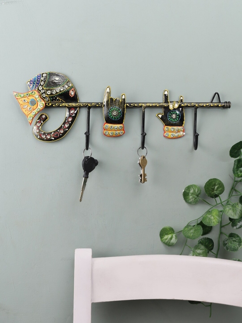 

Aapno Rajasthan Black & Yellow Metal Key Holder