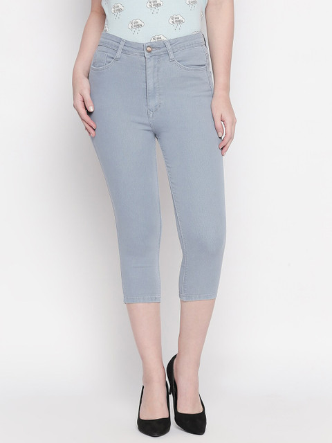 

PURPLE WATER Women Grey High Rise Capris