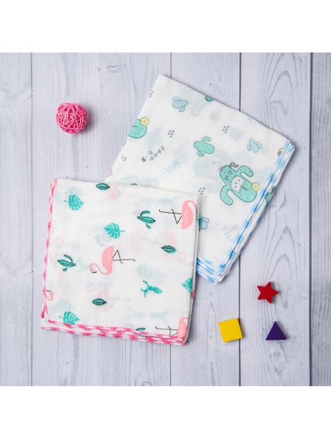 

Baby Moo Kids Pack Of 2 White & Blue Printed Towels
