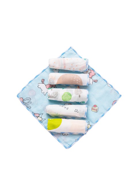 

Baby Moo Infant Kids Pack of 6 Pure Muslin Napkins, Blue