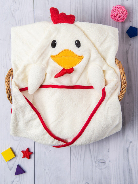 

Baby Moo Kids Cream-Coloured & Red Cotton Printed Towel