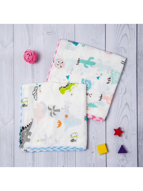 

Baby Moo Pack Of 2 Multi-coloured Muslin Towels