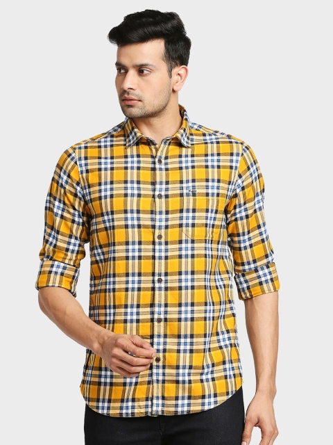 

ColorPlus Men Yellow & Blue Checked Casual Shirt
