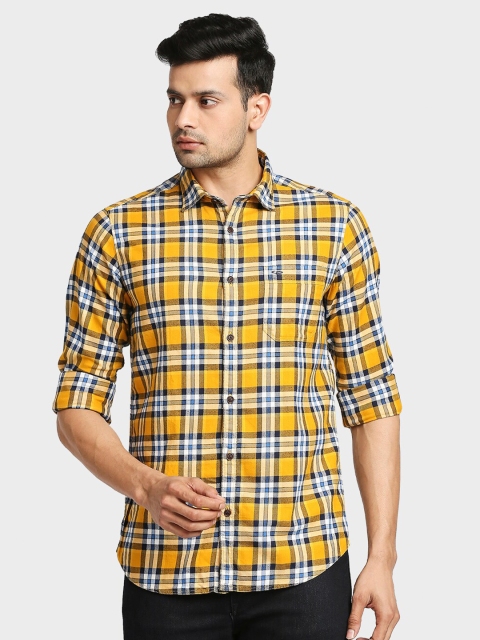 

ColorPlus Men Yellow & White Checked Cotton Casual Shirt