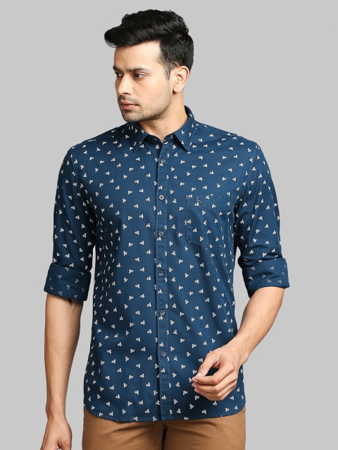 

Parx Men Blue Slim Fit Printed Casual Shirt