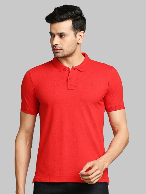 

Parx Men Red Polo Collar Cotton T-shirt