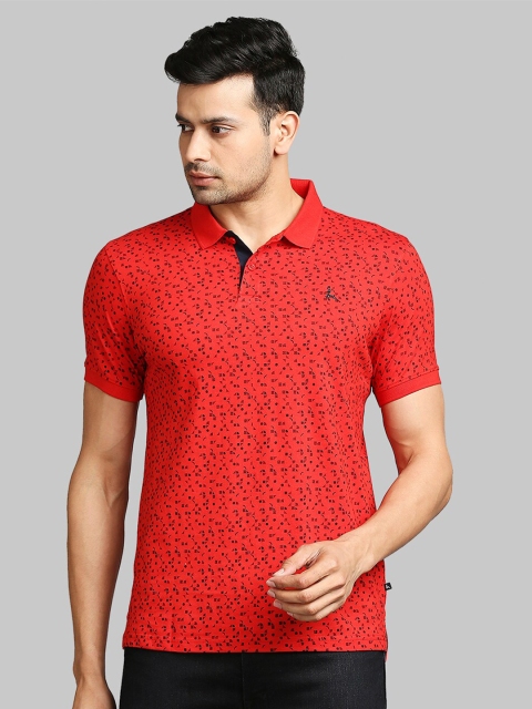 

Parx Men Red & Black Printed Polo Collar Cotton T-shirt