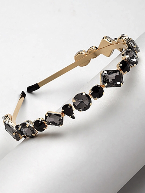 

Ferosh Women Black Crystal Embellished Metal Hairband