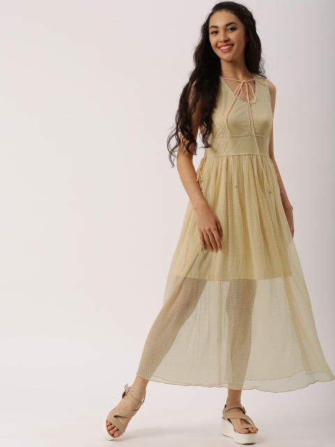 

DressBerry Women Cream Net Maxi Dress