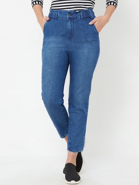 

Kraus Jeans Women Blue Straight Fit High-Rise Light Fade Jeans