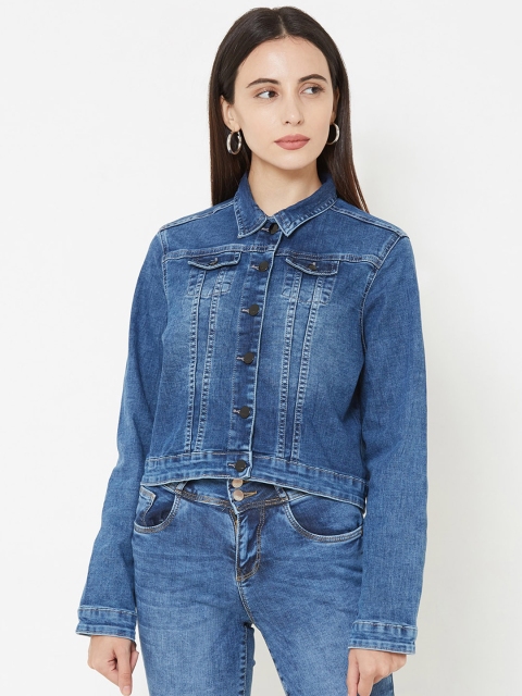 

Kraus Jeans Women Blue Washed Crop Denim Jacket