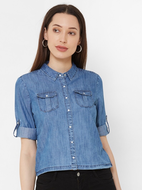 

Kraus Jeans Women Blue Faded Casual Shirt