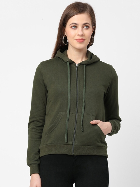 

Kraus Jeans Women Olive Green Hooded Sweatshirt
