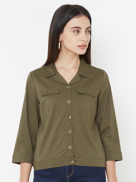 

Kraus Jeans Women Olive Green Casual Shirt