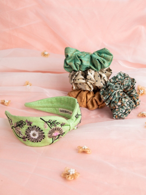 

DEEBACO Women Green & Multicoloured Set of 5 Hair Accessory Set