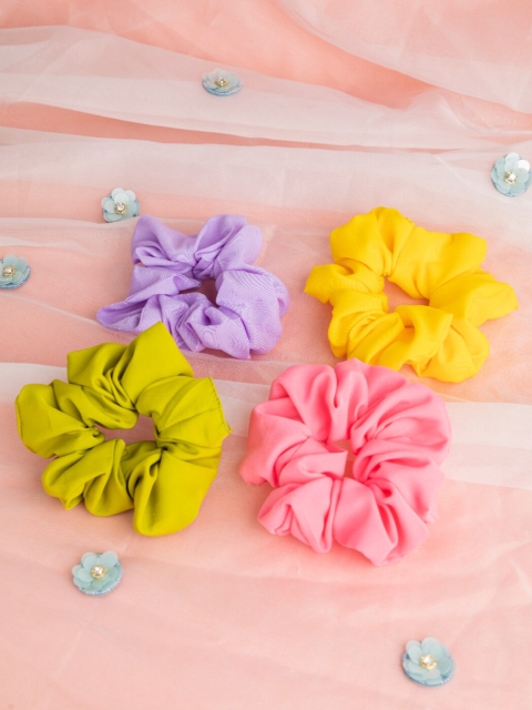 

DEEBACO Women Multicoloured Set of 4 Scrunchies, Multi