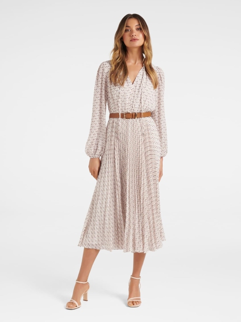 

Forever New White Midi Dress with Belt