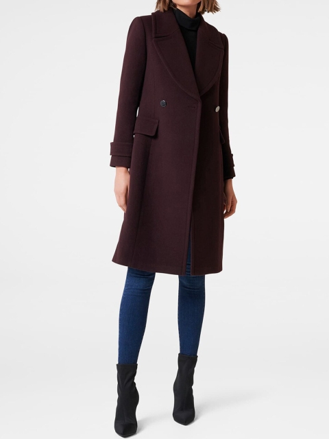

Forever New Women Burgundy Solid Wrap Coat