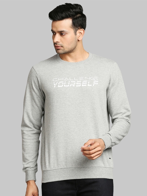 

Parx Men Grey Melange & White Typography Print Sweatshirt