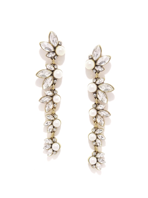 

Pipa Bella Silver-Toned & Antique Gold-Toned Embellished Drop Earrings