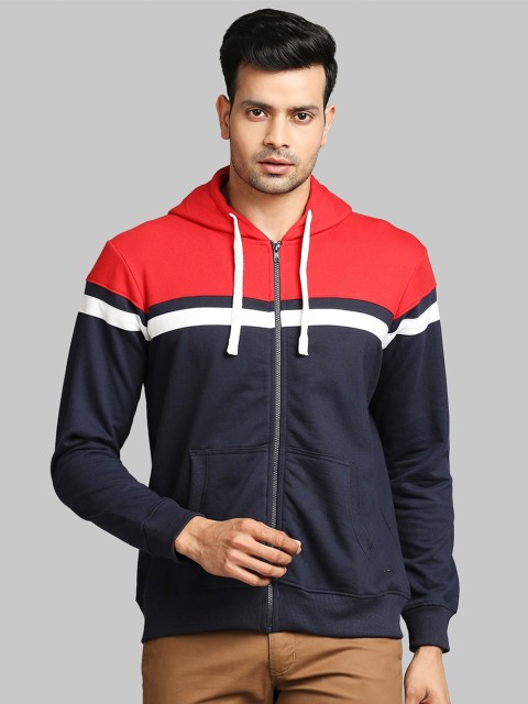 

Parx Men Black & Red Colourblocked Hooded Sweatshirt