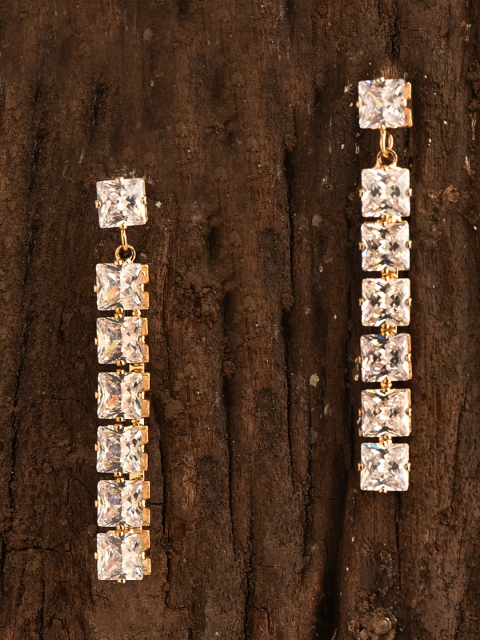 

Pipa Bella Gold-Toned Stone-Studded Geometric Drop Earrings