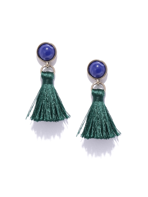 

Pipa Bella Green & Navy Beaded & Tasselled Drop Earrings