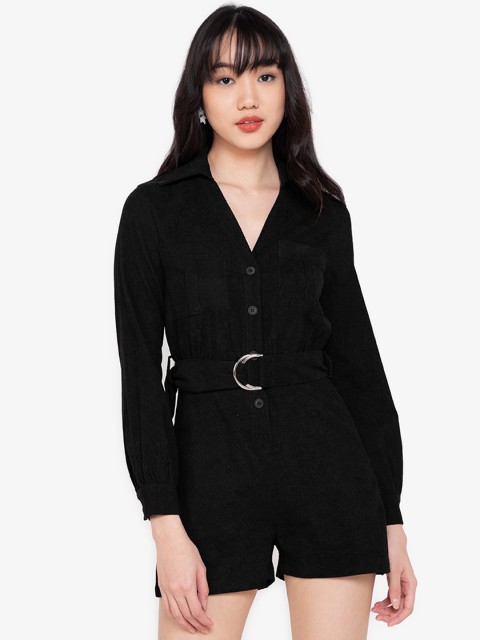 

ZALORA BASICS Black Corduroy Playsuit