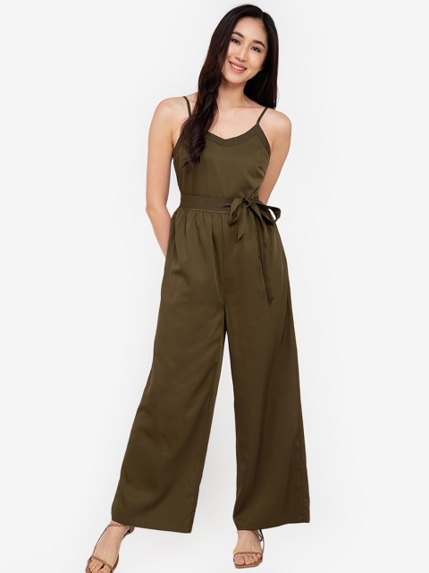 

ZALORA BASICS Olive Green Solid Culotte Jumpsuit