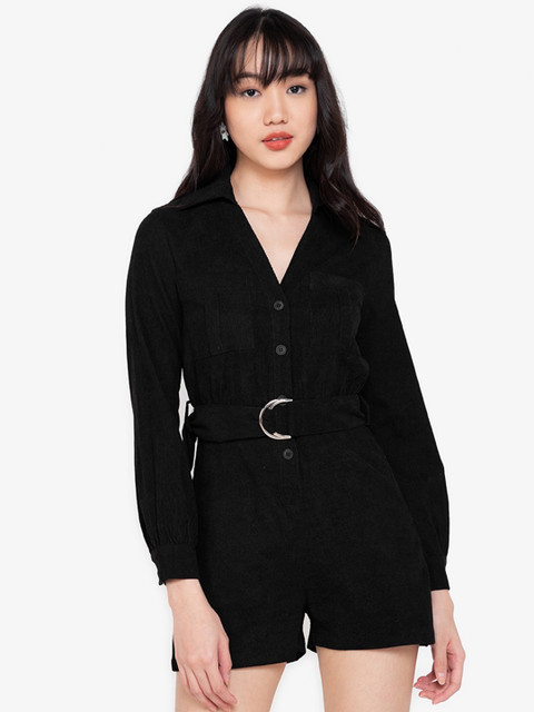 

ZALORA BASICS Black Corduroy Playsuit