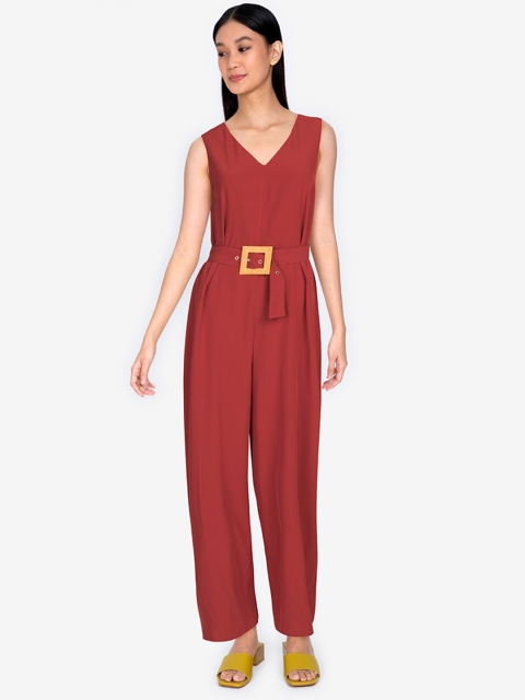 

ZALORA BASICS Red Solid Basic Jumpsuit