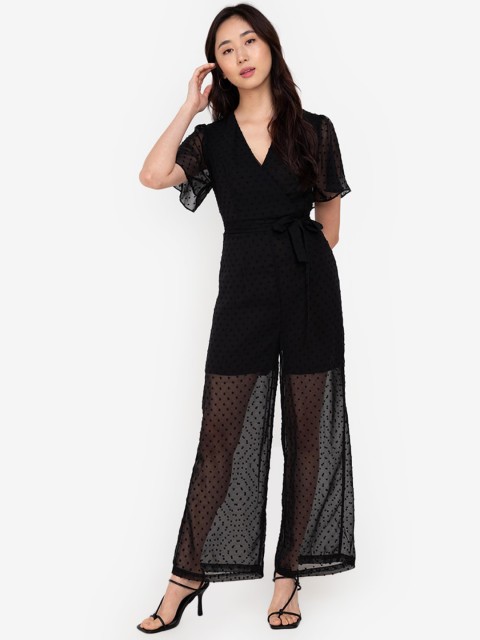 

ZALORA BASICS Black Wrap Bodice Jumpsuit