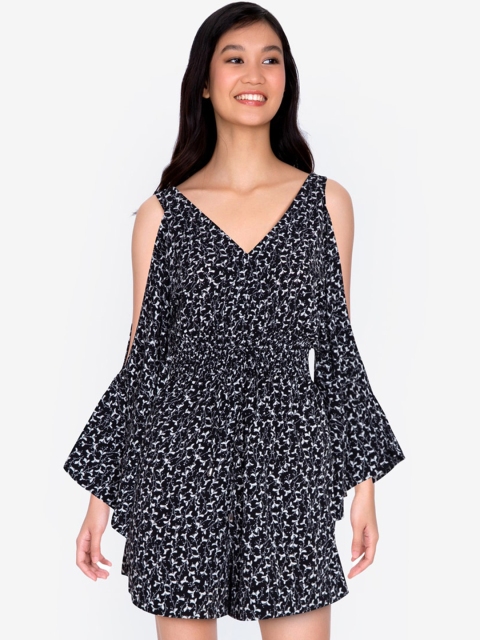 

ZALORA BASICS Black & White Printed Basic Jumpsuit