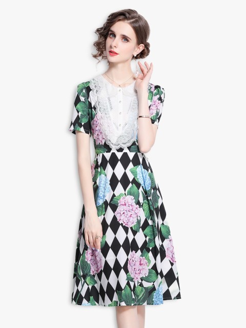 

JC Collection Women Black & White Floral Fit and Flare Midi Dress