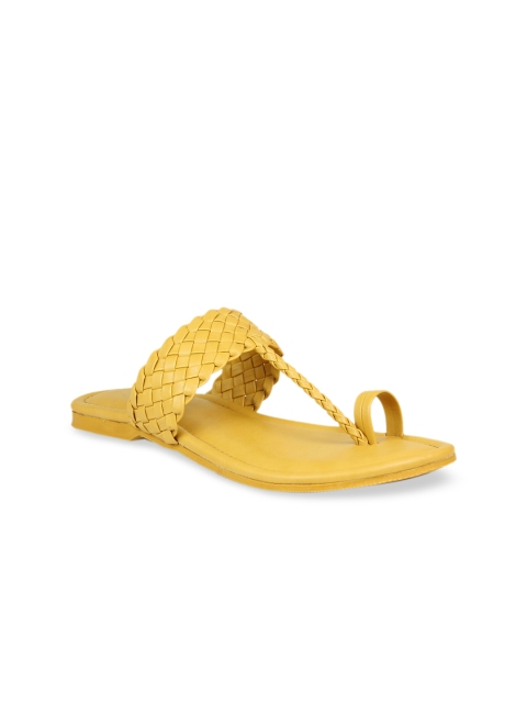 

Inc 5 Women Mustard Yellow Textured Casual One Toe Flats
