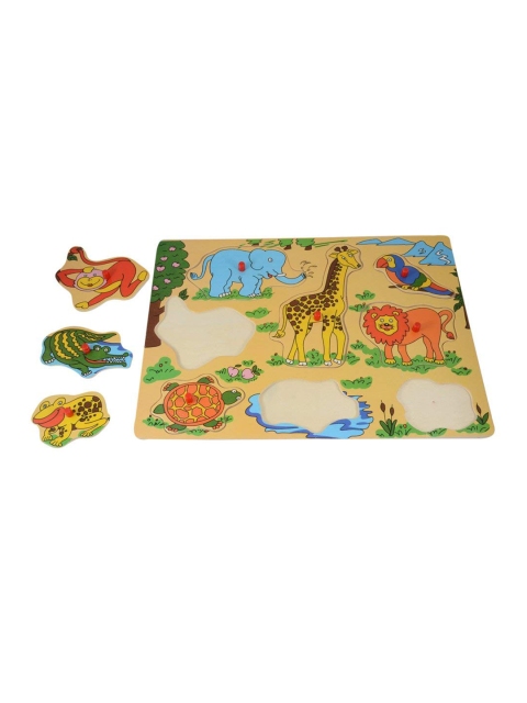 

Instabuyz Multicoloured Animals Wooden Puzzle, Multi