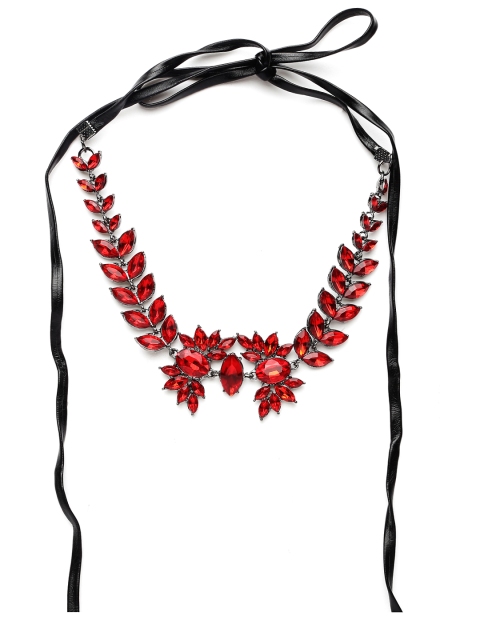 

Pipa Bella Red & Black Embellished Tie-Up Choker Necklace