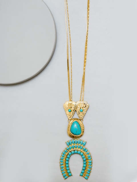 

Pipa Bella Gold-Toned & Blue Dual-Stranded Necklace