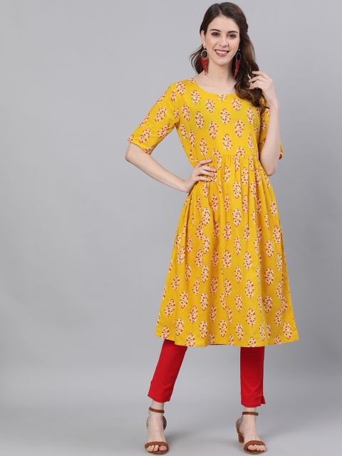 

antaran Yellow Floral Midi Dress