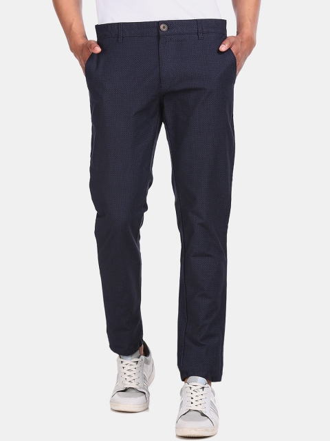 

Ruggers Men Navy Blue Printed Trousers