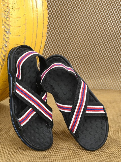 

AfroJack Men Black & Magenta Comfort Sandals